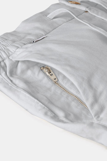 light grey men's linen shorts with a zip pocket | MR MARVIS