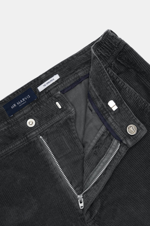 dark grey ribbed corduroy fabric men's trousers | MR MARVIS