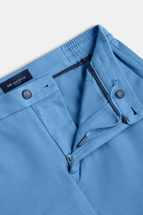 mid blue stretch knitted men's trousers | MR MARVIS