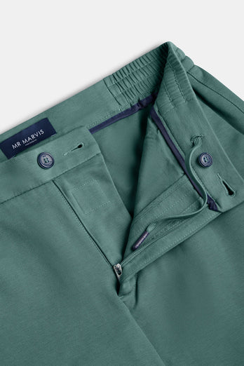 mid green stretch knitted men's trousers | MR MARVIS