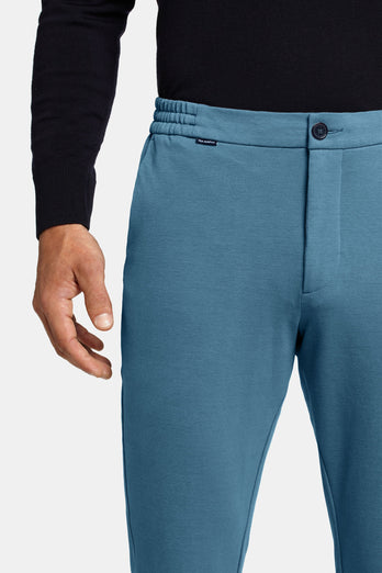 blue stretch knitted men's trousers | MR MARVIS