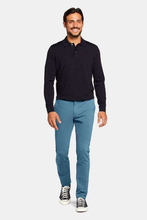 blue stretch knitted men's trousers | MR MARVIS