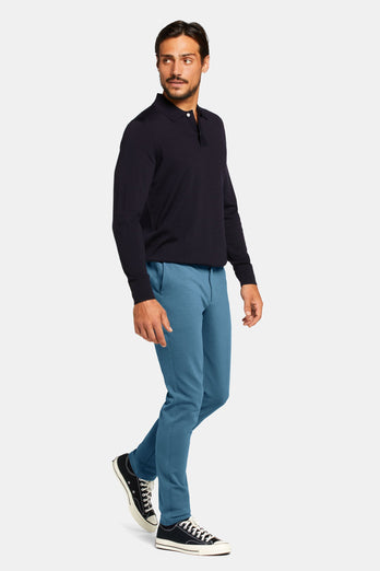 blue stretch knitted men's trousers | MR MARVIS