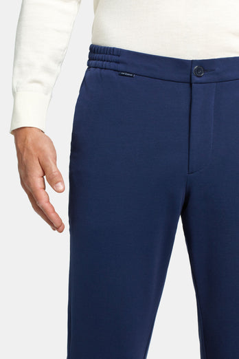 dark blue stretch knitted men's trousers | MR MARVIS