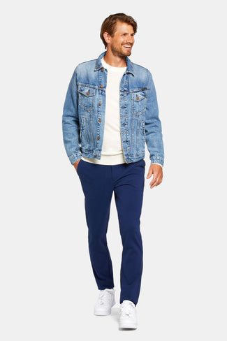 dark blue stretch knitted men's trousers | MR MARVIS