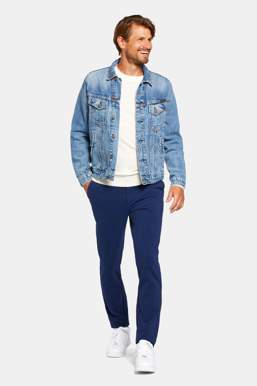 dark blue stretch knitted men's trousers | MR MARVIS