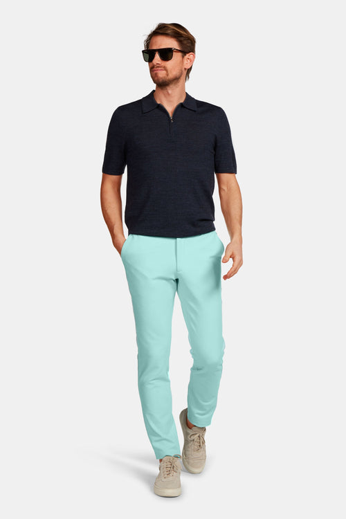 mint green stretch knitted men's trousers | MR MARVIS