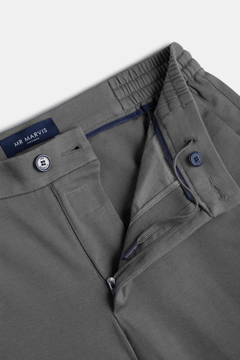 mid grey stretch knitted men's trousers | MR MARVIS
