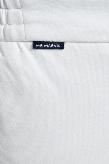 all white stretch knitted men's trousers | MR MARVIS