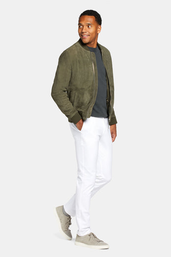 all white stretch knitted men's trousers | MR MARVIS