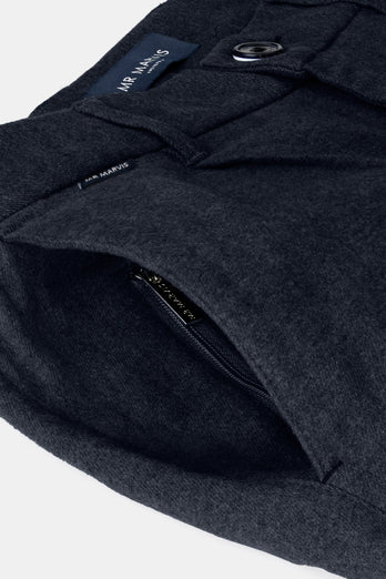 black blue warm flannel men's trousers | MR MARVIS