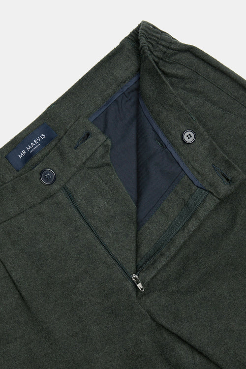 dark green warm flannel men's trousers | MR MARVIS