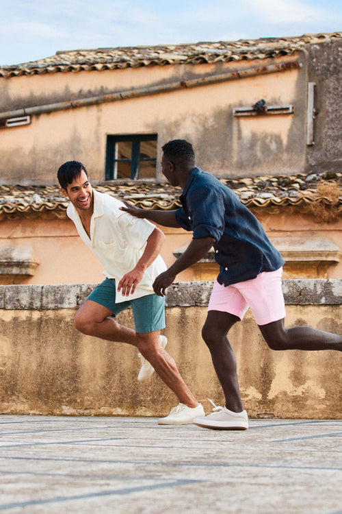 mid grey organic cotton men's shorts with a zip pocket | MR MARVIS