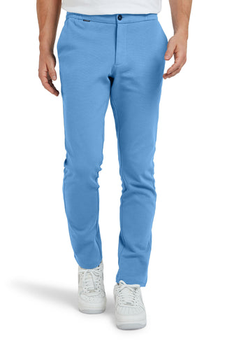 mid blue stretch knitted men's trousers | MR MARVIS