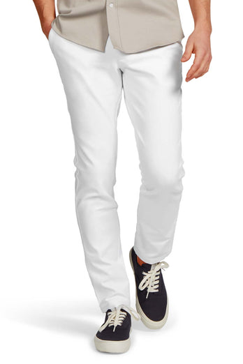 all white stretch knitted men's trousers | MR MARVIS