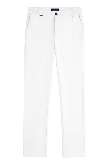 all white stretch knitted men's trousers | MR MARVIS