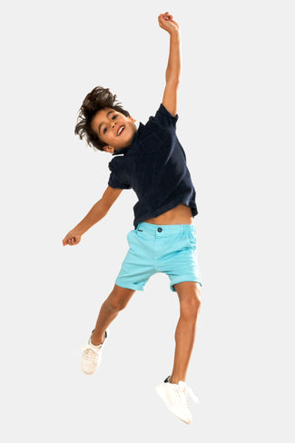 turquoise blue stretch cotton boys' shorts | MR MARVIS