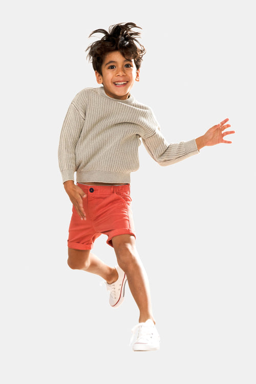 brick red stretch cotton boys' shorts | MR MARVIS