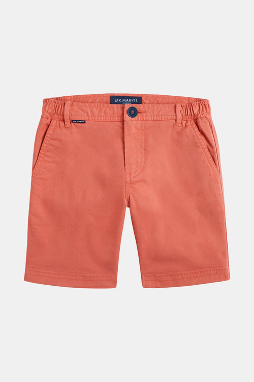 brick red stretch cotton boys' shorts | MR MARVIS