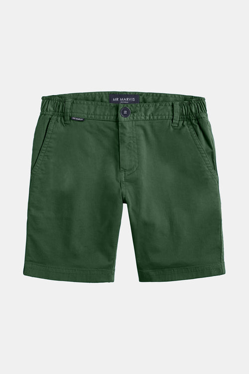 dark green stretch cotton boys' shorts | MR MARVIS