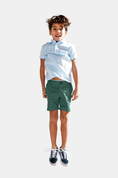 mid green stretch cotton boys' shorts | MR MARVIS