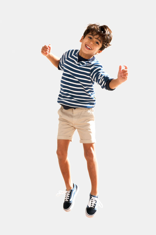 beige stretch cotton boys' shorts | MR MARVIS