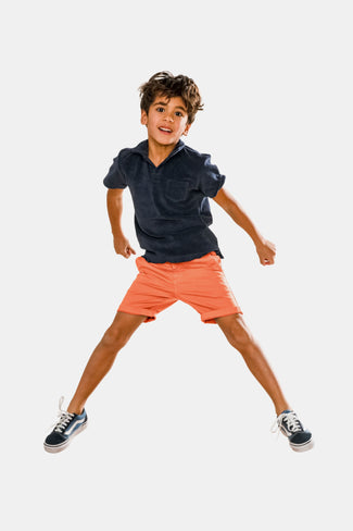 bright coral stretch cotton boys' shorts | MR MARVIS