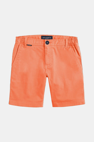 bright coral stretch cotton boys' shorts | MR MARVIS