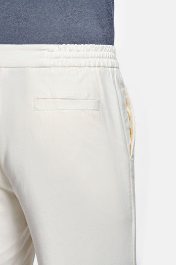off white men's linen shorts with a zip pocket | MR MARVIS