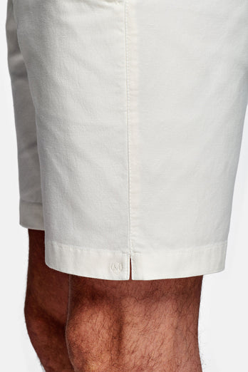 off white men's linen shorts with a zip pocket | MR MARVIS