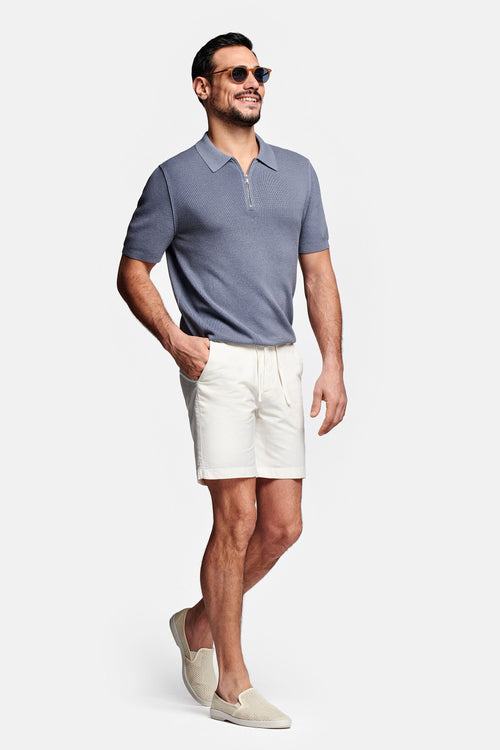 off white men's linen shorts with a zip pocket | MR MARVIS