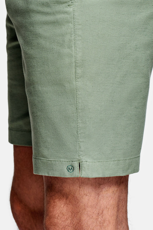 green men's linen shorts with a zip pocket | MR MARVIS