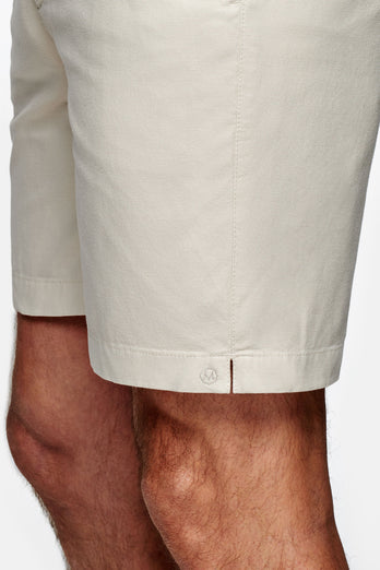 beige men's linen shorts with a zip pocket | MR MARVIS