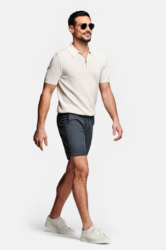 dark grey men's linen shorts with a zip pocket | MR MARVIS