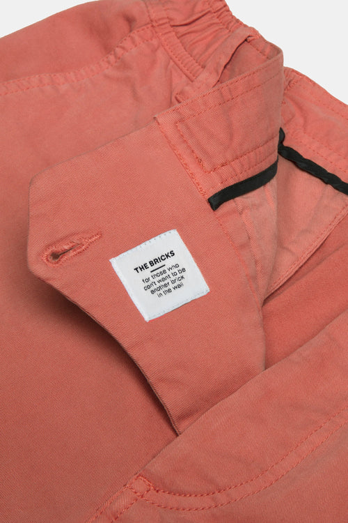 brick red stretch cotton men's shorts with a zip pocket | MR MARVIS