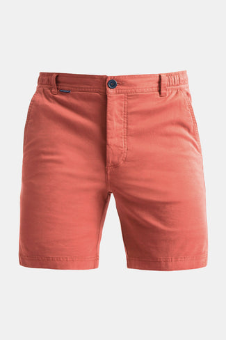 brick red stretch cotton men's shorts with a zip pocket | MR MARVIS
