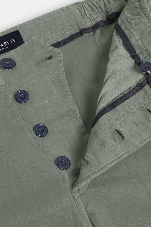 green stretch cotton men's shorts with a zip pocket | MR MARVIS