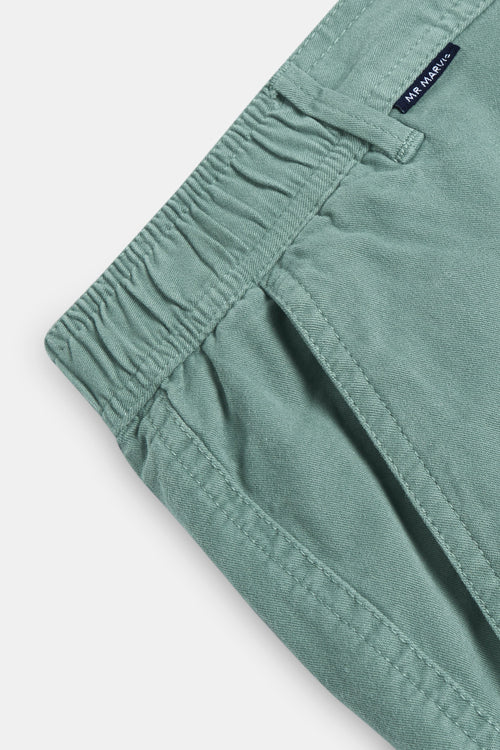 mid green stretch cotton men's shorts with a zip pocket | MR MARVIS