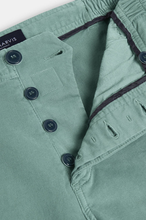 mid green stretch cotton men's shorts with a zip pocket | MR MARVIS