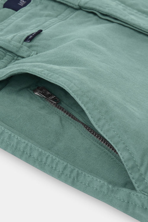 mid green stretch cotton men's shorts with a zip pocket | MR MARVIS
