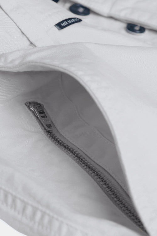 light grey stretch cotton men's shorts with a zip pocket | MR MARVIS