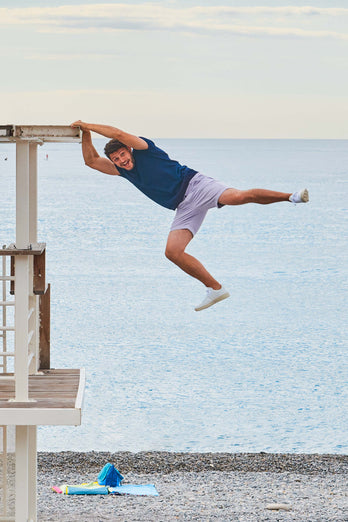 light purple stretch cotton men's shorts with a zip pocket | MR MARVIS