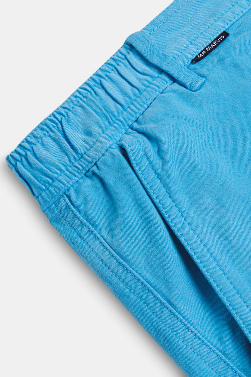 bright blue stretch cotton men's shorts with a zip pocket | MR MARVIS