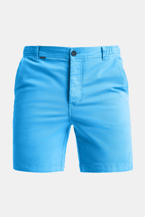 bright blue stretch cotton men's shorts with a zip pocket | MR MARVIS