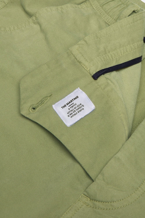 olive green stretch cotton men's shorts with a zip pocket | MR MARVIS