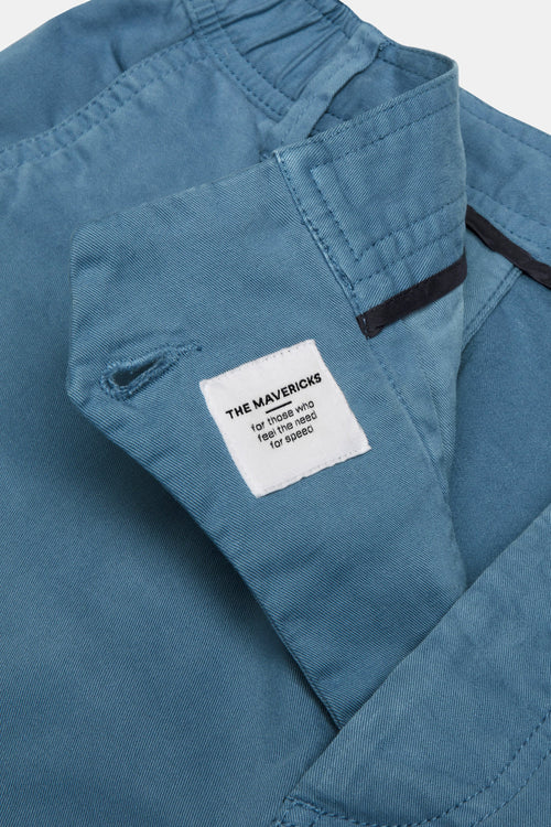 blue stretch cotton men's shorts with a zip pocket | MR MARVIS