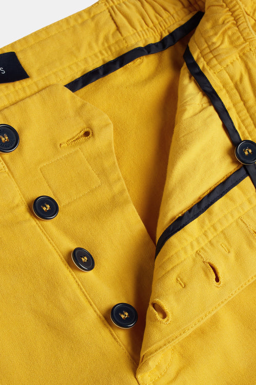 yellow stretch cotton men's shorts with a zip pocket | MR MARVIS