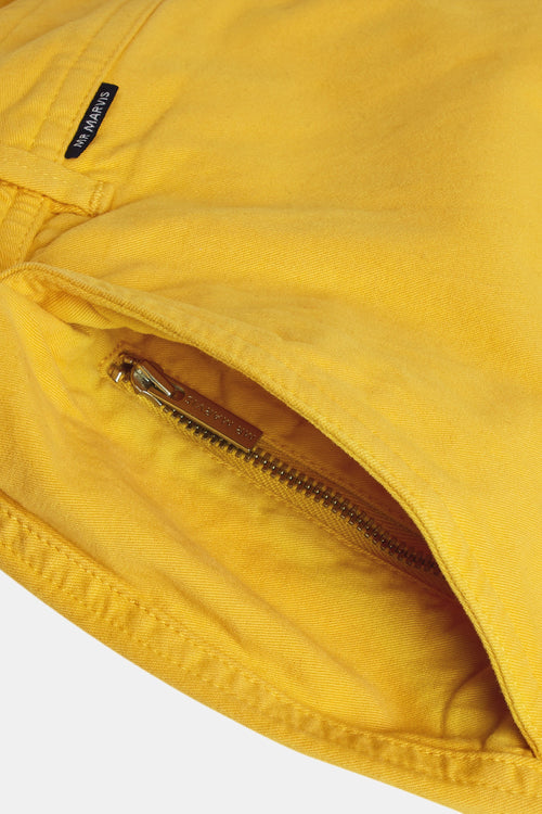 yellow stretch cotton men's shorts with a zip pocket | MR MARVIS