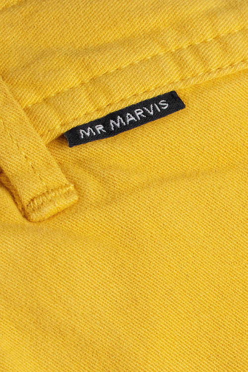 yellow stretch cotton men's shorts with a zip pocket | MR MARVIS
