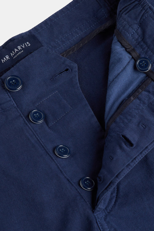 dark blue stretch cotton men's shorts with a zip pocket | MR MARVIS